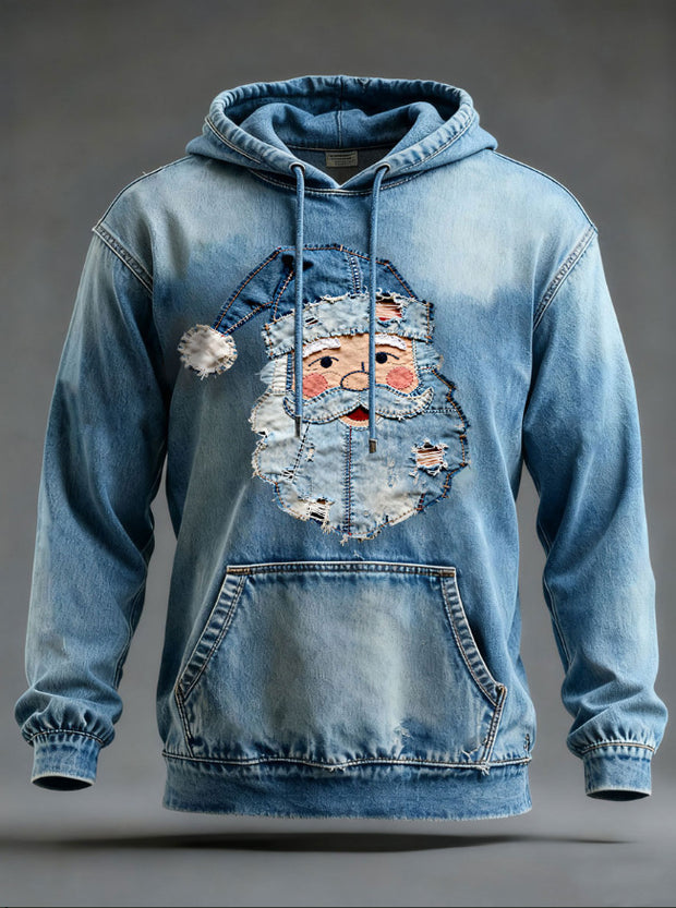 Christmas Pocket Hoodie Loose Pullover Digital Print Sweatshirt