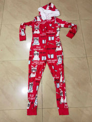 Christmas Women's loose Elastic, Zipper Hoodie jumpsuit