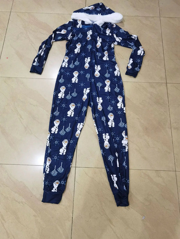 Christmas Women's loose Elastic, Zipper Hoodie jumpsuit