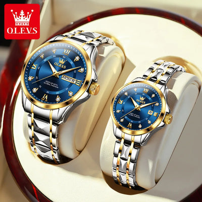Couple's Watches For Men Women Waterproof, Stainless Steel Wristwatch